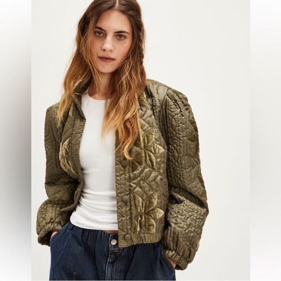 Free People Jackets & Blazers - Free People Quinn Quilted Jacket in Capers/Olive
